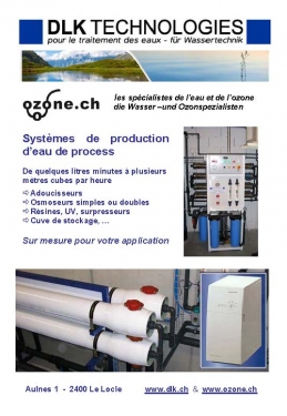 DLK et ozone.ch pour la production d'eau de process